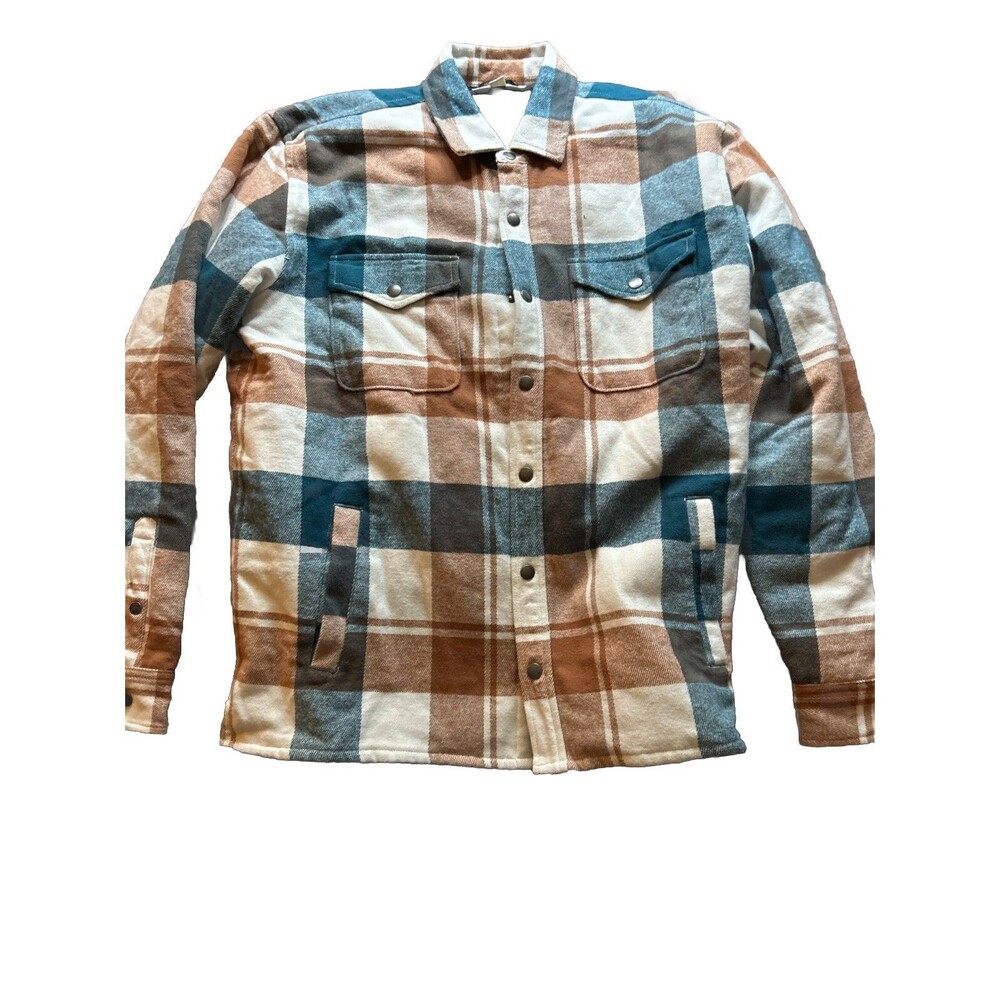 Aeropostale Plaid Flannel Snap Front Mens Shacket Size Large